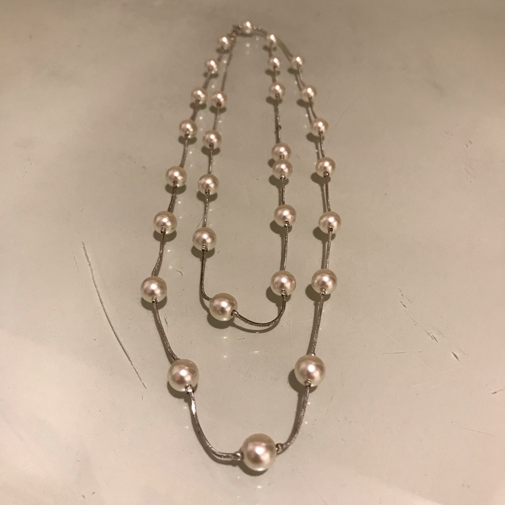 Faux Pearl long necklace